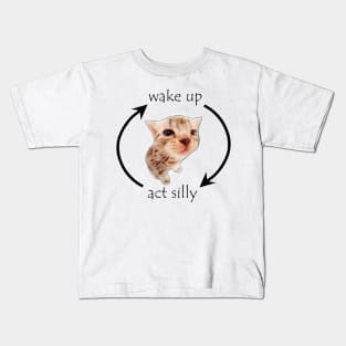 Wake Up Act Silly Funny Cat Kids T-Shirt